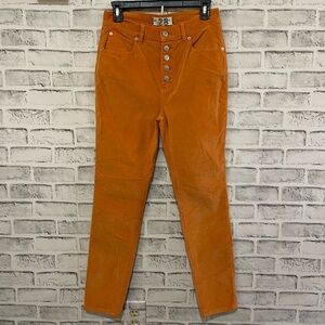 28” Free People We The Free Orange velour skinny button/high waist